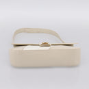 Salvatore Ferragamo Gancini Shoulder Bag Leather Light Beige Gold Auth 196789A-5