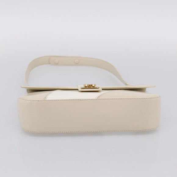 Salvatore Ferragamo Gancini Shoulder Bag Leather Light Beige Gold Auth 196789A