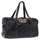 GUCCI Interlocking Web Sherry Line Bag Patent leather Black 170010 Auth 196790V-1