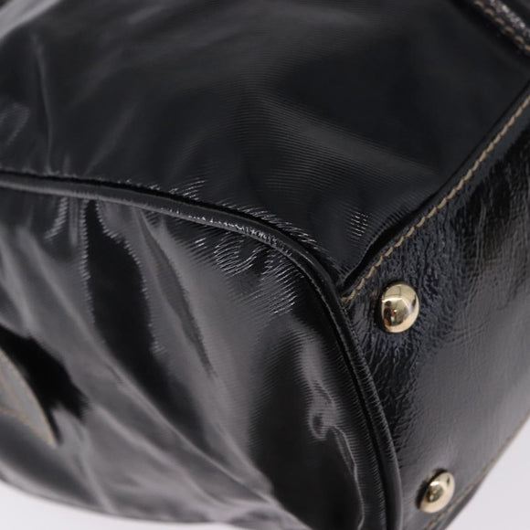 GUCCI Interlocking Web Sherry Line Bag Patent leather Black 170010 Auth 196790V