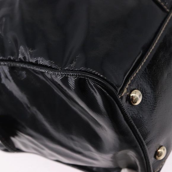 GUCCI Interlocking Web Sherry Line Bag Patent leather Black 170010 Auth 196790V