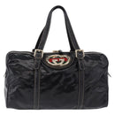GUCCI Interlocking Web Sherry Line Bag Patent leather Black 170010 Auth 196790V-13