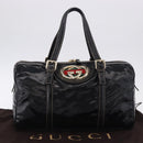 GUCCI Interlocking Web Sherry Line Bag Patent leather Black 170010 Auth 196790V-12