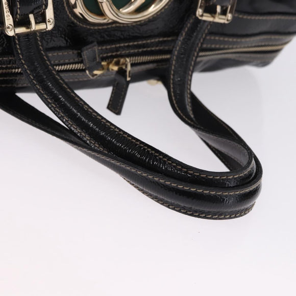 GUCCI Interlocking Web Sherry Line Bag Patent leather Black 170010 Auth 196790V