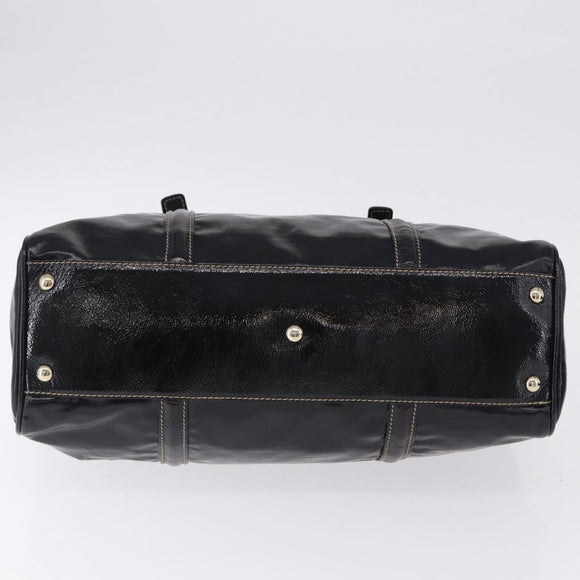 GUCCI Interlocking Web Sherry Line Bag Patent leather Black 170010 Auth 196790V