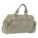 Miu Miu Hand Bag Leather 2way Green Gold Auth 196791V-1