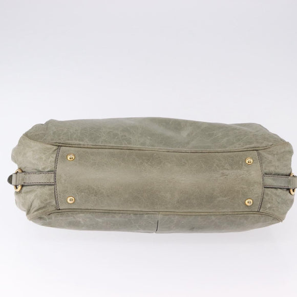 Miu Miu Hand Bag Leather 2way Green Gold Auth 196791V