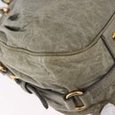 Miu Miu Hand Bag Leather 2way Green Gold Auth 196791V-10