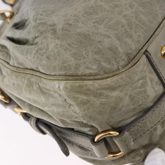 Miu Miu Hand Bag Leather 2way Green Gold Auth 196791V