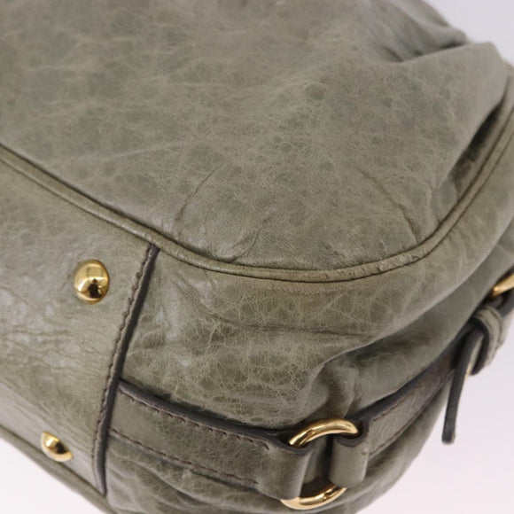 Miu Miu Hand Bag Leather 2way Green Gold Auth 196791V