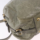 Miu Miu Hand Bag Leather 2way Green Gold Auth 196791V-16