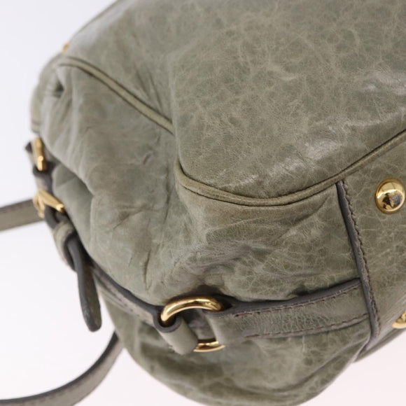Miu Miu Hand Bag Leather 2way Green Gold Auth 196791V