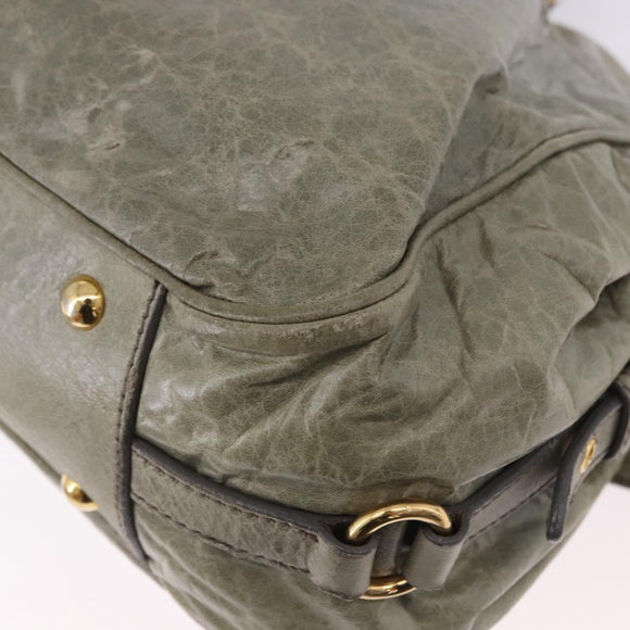 Miu Miu Hand Bag Leather 2way Green Gold Auth 196791V