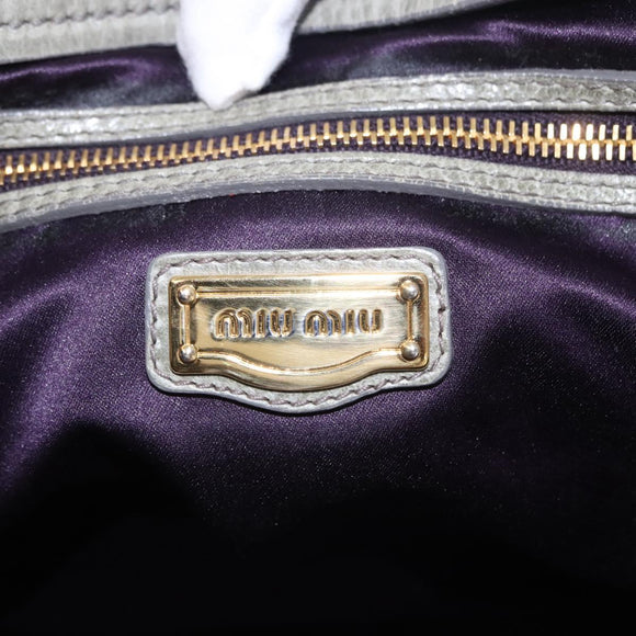 Miu Miu Hand Bag Leather 2way Green Gold Auth 196791V