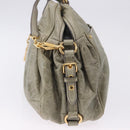Miu Miu Hand Bag Leather 2way Green Gold Auth 196791V-3