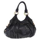 Miu Miu Hand Bag Leather 2way Black Gold Auth 196793V-1