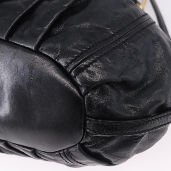 Miu Miu Hand Bag Leather 2way Black Gold Auth 196793V