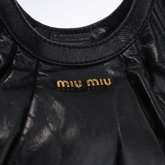 Miu Miu Hand Bag Leather 2way Black Gold Auth 196793V