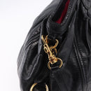 Miu Miu Hand Bag Leather 2way Black Gold Auth 196793V-10