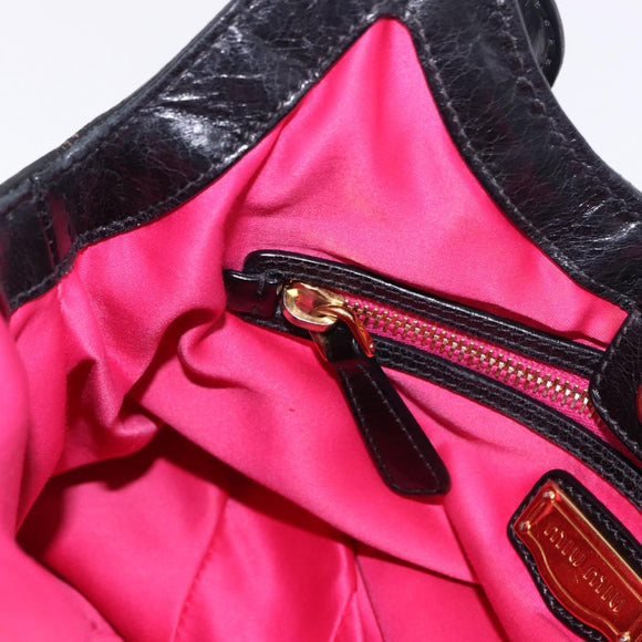 Miu Miu Hand Bag Leather 2way Black Gold Auth 196793V