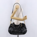 Miu Miu Hand Bag Leather 2way Black Gold Auth 196793V-25