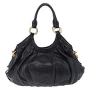 Miu Miu Hand Bag Leather 2way Black Gold Auth 196793V-2