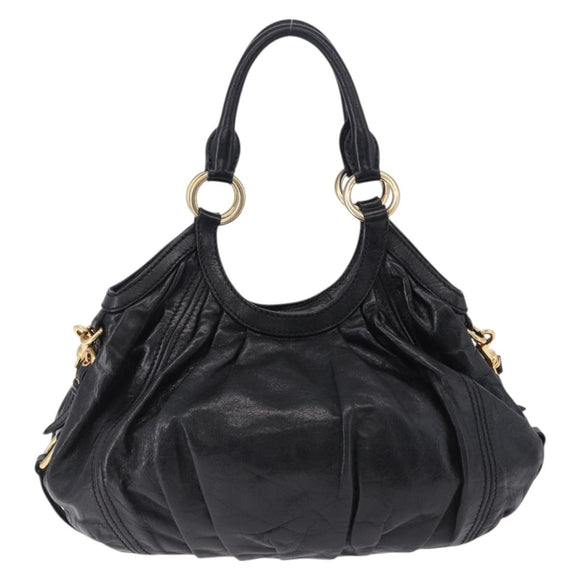 Miu Miu Hand Bag Leather 2way Black Gold Auth 196793V