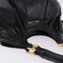 Miu Miu Hand Bag Leather 2way Black Gold Auth 196793V-6