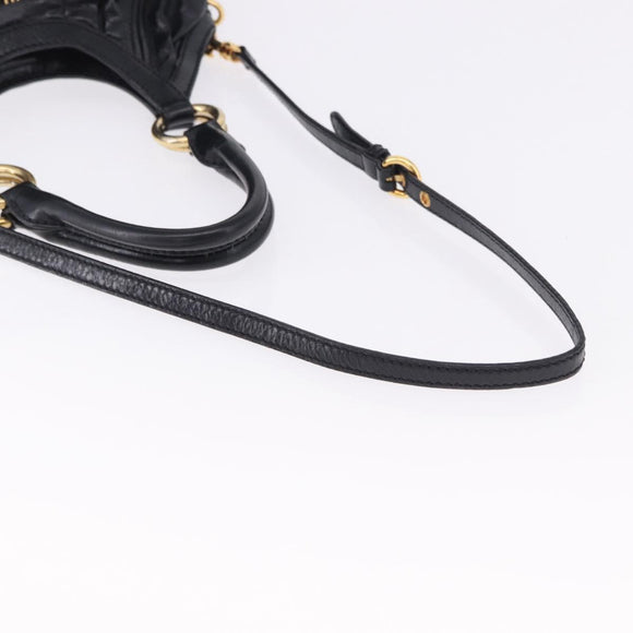 Miu Miu Hand Bag Leather 2way Black Gold Auth 196793V