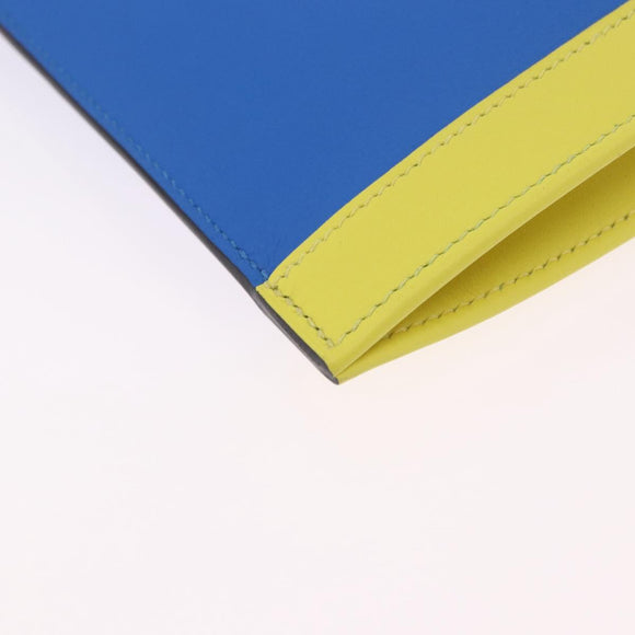 HERMES Zip Angor Clutch Bag Leather Blue Silver Auth 196795SM
