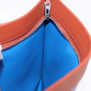 HERMES Zip Angor Clutch Bag Leather Blue Silver Auth 196795SM-22