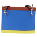 HERMES Zip Angor Clutch Bag Leather Blue Silver Auth 196795SM-3