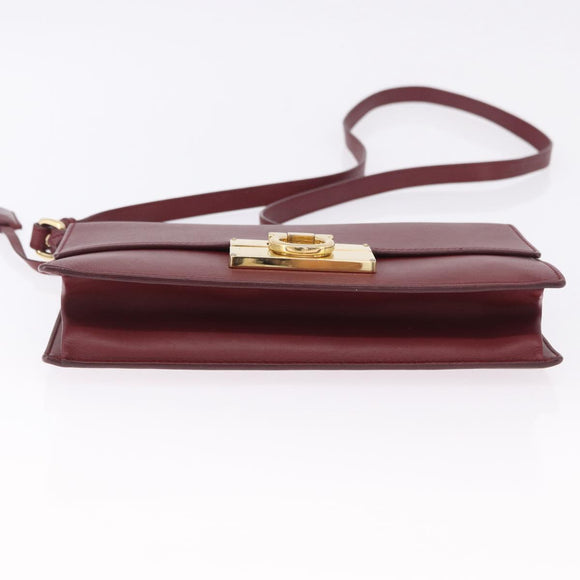 Salvatore Ferragamo Gancini Hand Bag Leather 2way Bordeaux Gold Auth 196796A