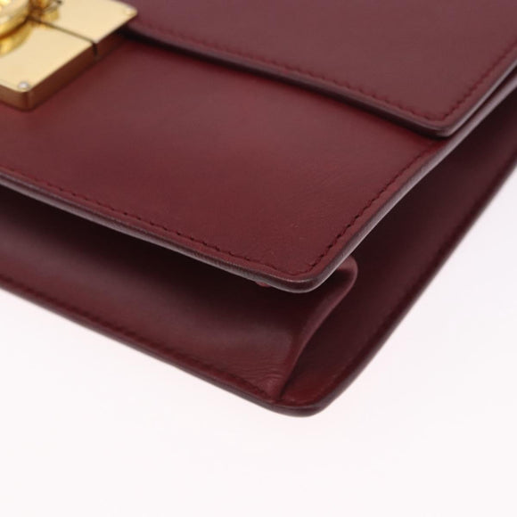 Salvatore Ferragamo Gancini Hand Bag Leather 2way Bordeaux Gold Auth 196796A