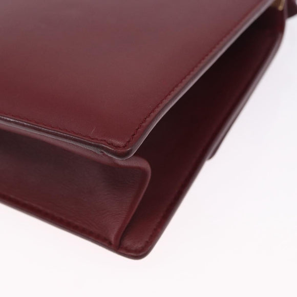 Salvatore Ferragamo Gancini Hand Bag Leather 2way Bordeaux Gold Auth 196796A