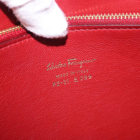 Salvatore Ferragamo Gancini Hand Bag Leather 2way Bordeaux Gold Auth 196796A