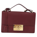 Salvatore Ferragamo Gancini Hand Bag Leather 2way Bordeaux Gold Auth 196796A-2