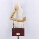 Salvatore Ferragamo Gancini Hand Bag Leather 2way Bordeaux Gold Auth 196796A-25