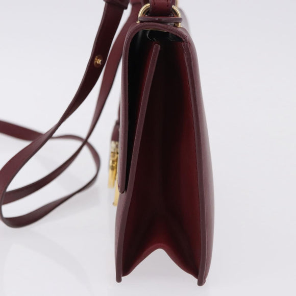 Salvatore Ferragamo Gancini Hand Bag Leather 2way Bordeaux Gold Auth 196796A