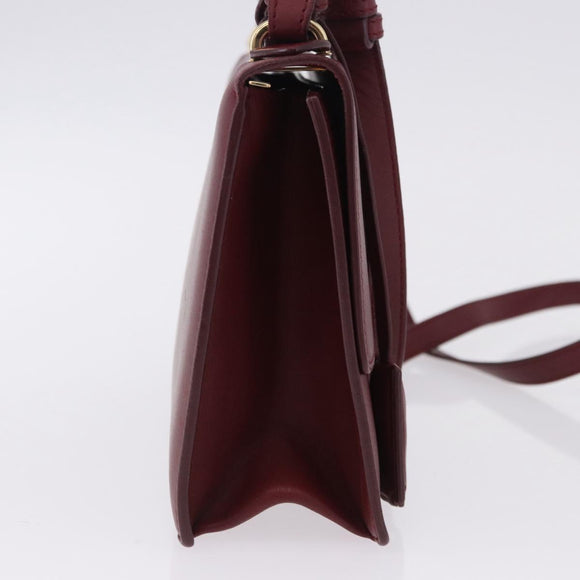 Salvatore Ferragamo Gancini Hand Bag Leather 2way Bordeaux Gold Auth 196796A
