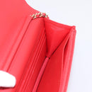 CHANEL Matelasse Chain Wallet Double Piece Lamb Skin Red Gold CC Auth 196801SAM-17
