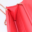CHANEL Matelasse Chain Wallet Double Piece Lamb Skin Red Gold CC Auth 196801SAM-18