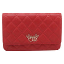 CHANEL Matelasse Chain Wallet Double Piece Lamb Skin Red Gold CC Auth 196801SAM-2