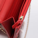 CHANEL Matelasse Chain Wallet Double Piece Lamb Skin Red Gold CC Auth 196801SAM-22