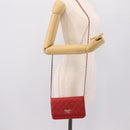 CHANEL Matelasse Chain Wallet Double Piece Lamb Skin Red Gold CC Auth 196801SAM-27