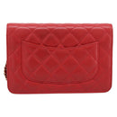 CHANEL Matelasse Chain Wallet Double Piece Lamb Skin Red Gold CC Auth 196801SAM-3
