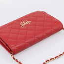 CHANEL Matelasse Chain Wallet Double Piece Lamb Skin Red Gold CC Auth 196801SAM-6