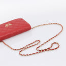 CHANEL Matelasse Chain Wallet Double Piece Lamb Skin Red Gold CC Auth 196801SAM-7