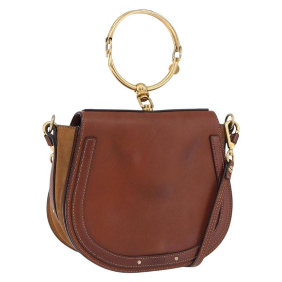 Chloe Nile Hand Bag Leather 2way Brown Gold Auth 196802A