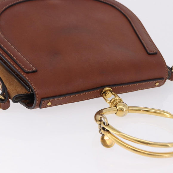 Chloe Nile Hand Bag Leather 2way Brown Gold Auth 196802A